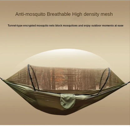 Anypack Camping Swing Chair Green 260X140Cm Mosquito Net Hammock Automatic Quick-Opening Outdoor Camping Pole Hammock Swing Anti-Rollover-Camping Essentials-PEROZ Accessories