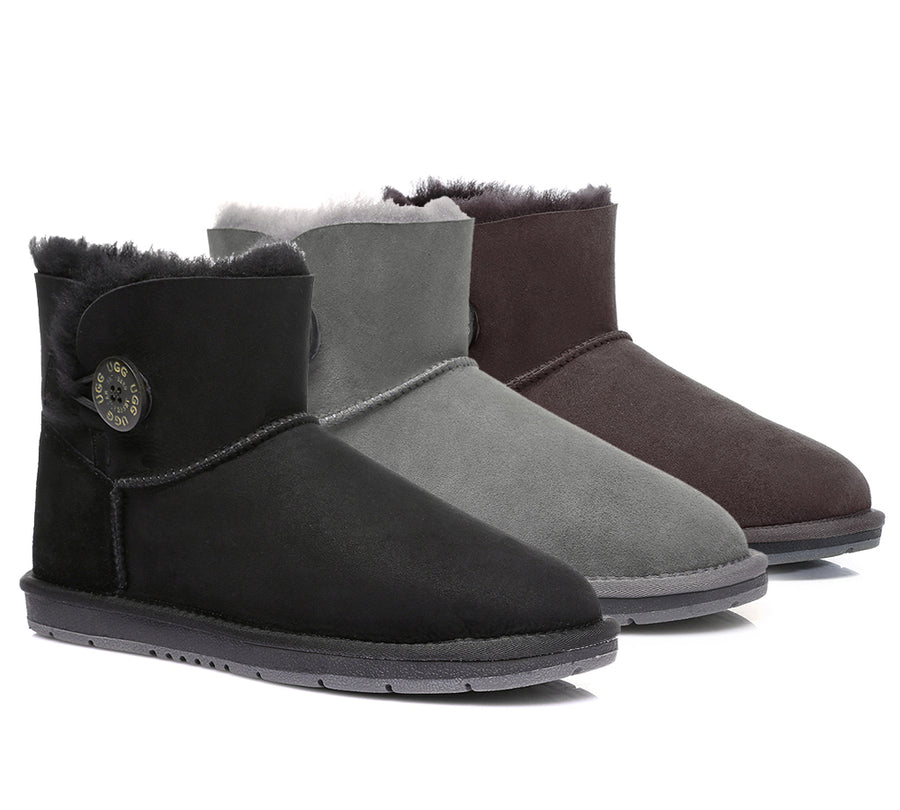 Australian Shepherd Kids AS Mini Button UGG Boots Water Resistant-Kid Boots-PEROZ Accessories
