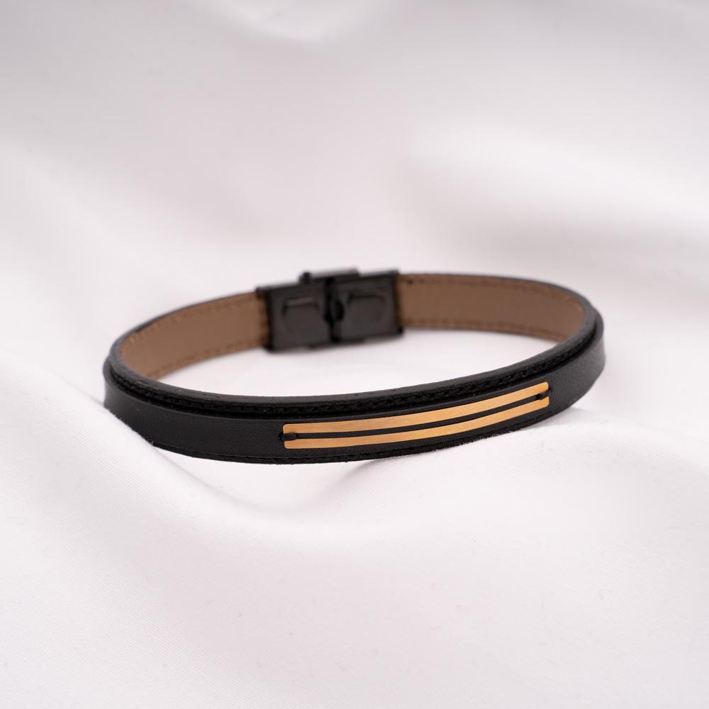 Nova Leather Bracelet Studded with 18K Solid Gold