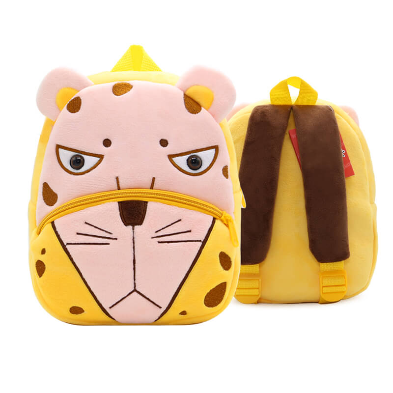 Anykidz 3D Yellow Leopard Kids School Backpack Cute Cartoon Animal Style Children Toddler Plush Bag Perfect Accessories For Boys and Girls-Backpacks-PEROZ Accessories