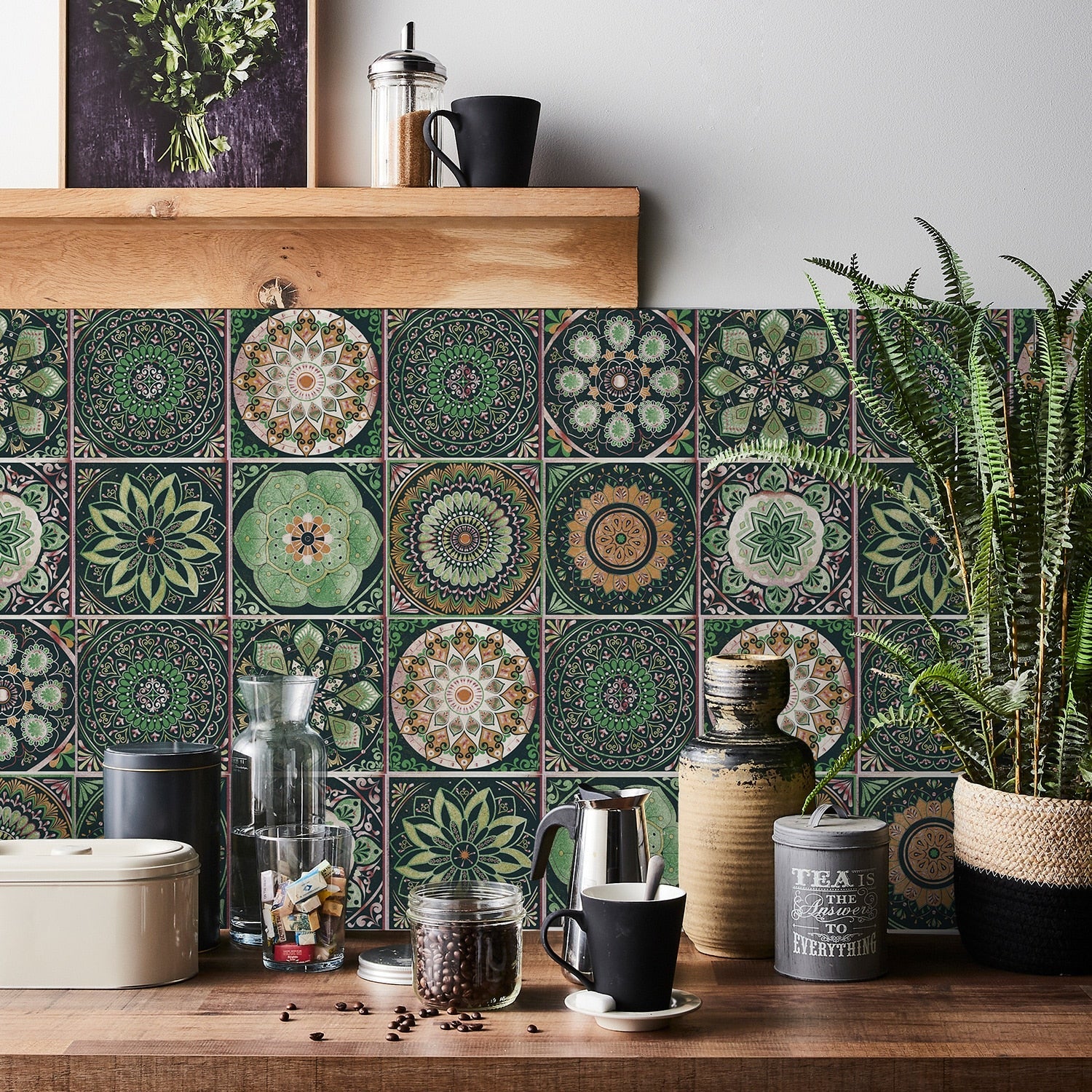 Anyhouz Wallpaper Navy Blue 20cmx20cm 24 Pcs Modern Retro Style PVC Tile Stickers Waterproof Self Adhesive Wall Home Decor-Wallpaper-PEROZ Accessories
