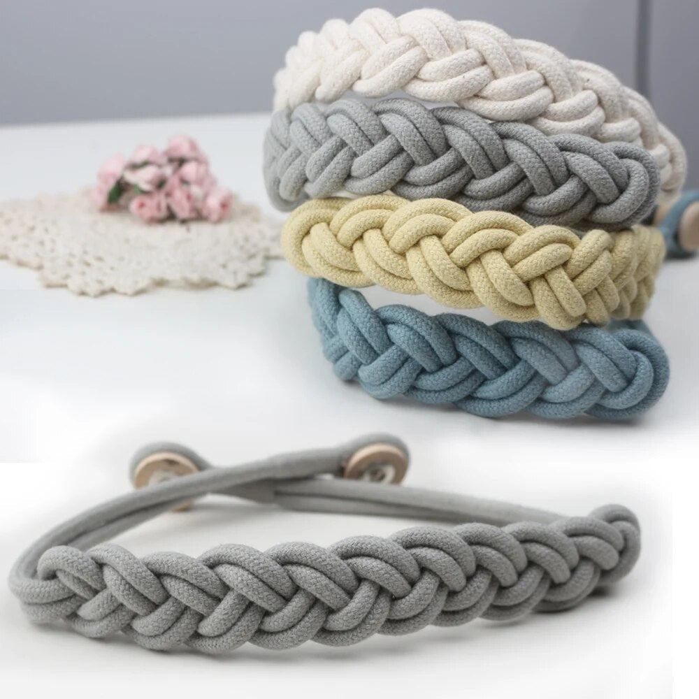 Anyhouz Curtain Tie Yellow Holder Cilp Handwork White Woven Cotton Magnet Curtain Tieback Buckle Accessories-Curtain Tie-PEROZ Accessories