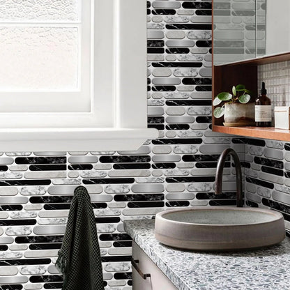 Anyhouz Wallpaper Black White Gray 18 Pcs Waterproof Self Adhesive Removable 3D DIY Modern Marble Tile Wall Sticker Home Decor-Wall Paper-PEROZ Accessories