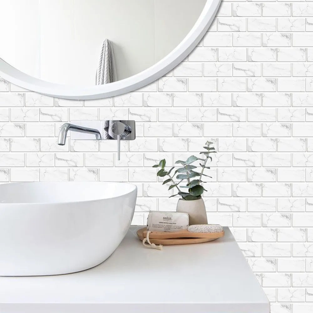Anyhouz Wallpaper Black Gray 6 Pcs Waterproof Self Adhesive Removable 3D DIY Modern Marble Tile Wall Sticker Home Decor-Wall Paper-PEROZ Accessories