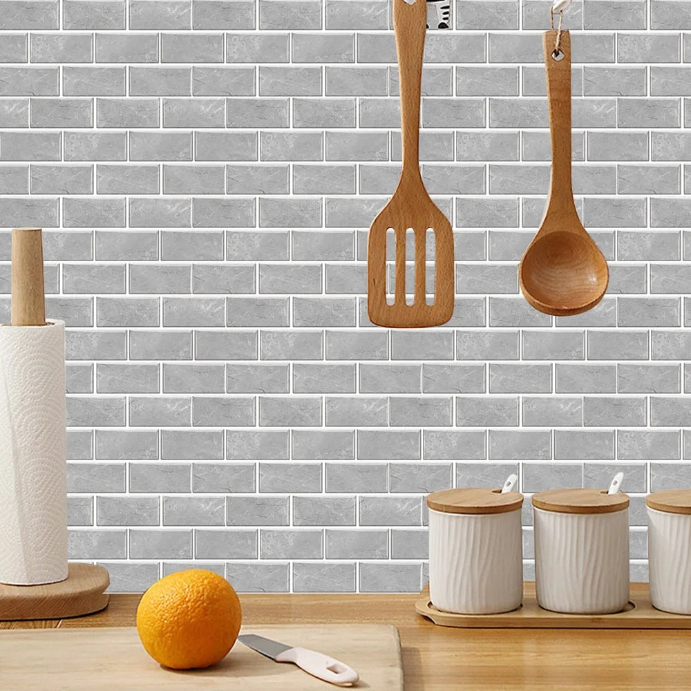 Anyhouz Wallpaper Industrial Gray 24 Pcs Waterproof Self Adhesive Removable 3D DIY Modern Marble Tile Wall Sticker Home Decor-Wallpaper-PEROZ Accessories