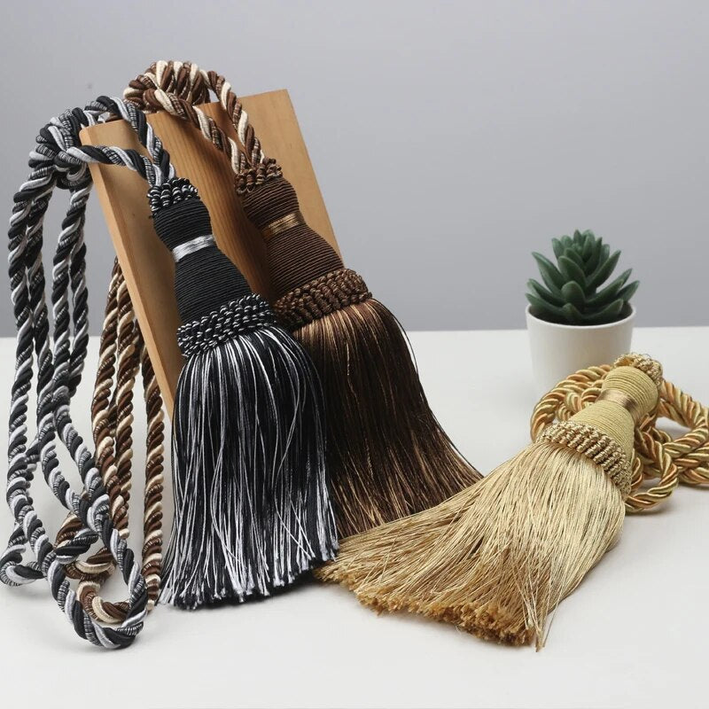 Anyhouz Curtain Tie Red Tassel Curtain Tieback Hanging Ball Curtains Holder Buckle Accessories-Curtain Tie-PEROZ Accessories