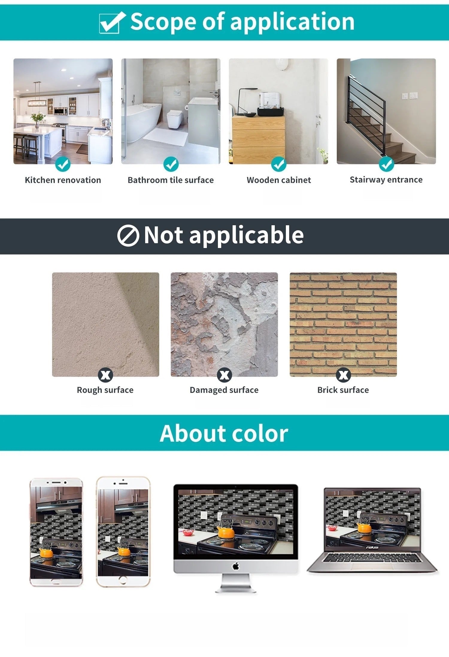 Anyhouz Wallpaper Black Charcoal 24 Pcs Waterproof Self Adhesive Removable 3D DIY Modern Marble Tile Wall Sticker Home Decor-Wall Paper-PEROZ Accessories