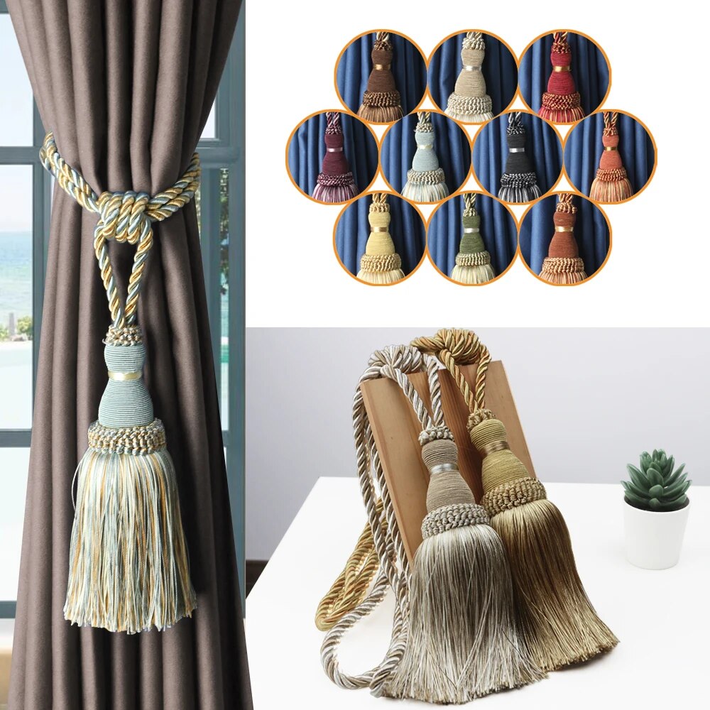 Anyhouz Curtain Tie Black Tassel Curtain Tieback Hanging Ball Curtains Holder Buckle Accessories-Curtain Tie-PEROZ Accessories