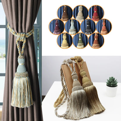 Anyhouz Curtain Tie Black Tassel Curtain Tieback Hanging Ball Curtains Holder Buckle Accessories-Curtain Tie-PEROZ Accessories