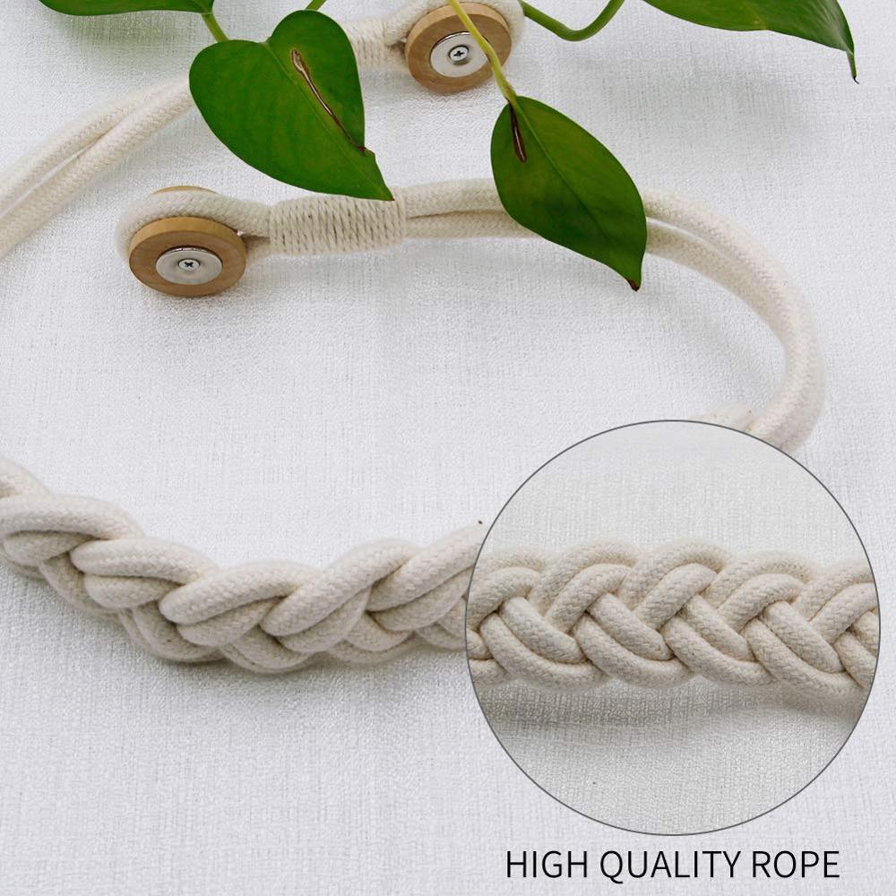 Anyhouz Curtain Tie Yellow Holder Cilp Handwork White Woven Cotton Magnet Curtain Tieback Buckle Accessories-Curtain Tie-PEROZ Accessories