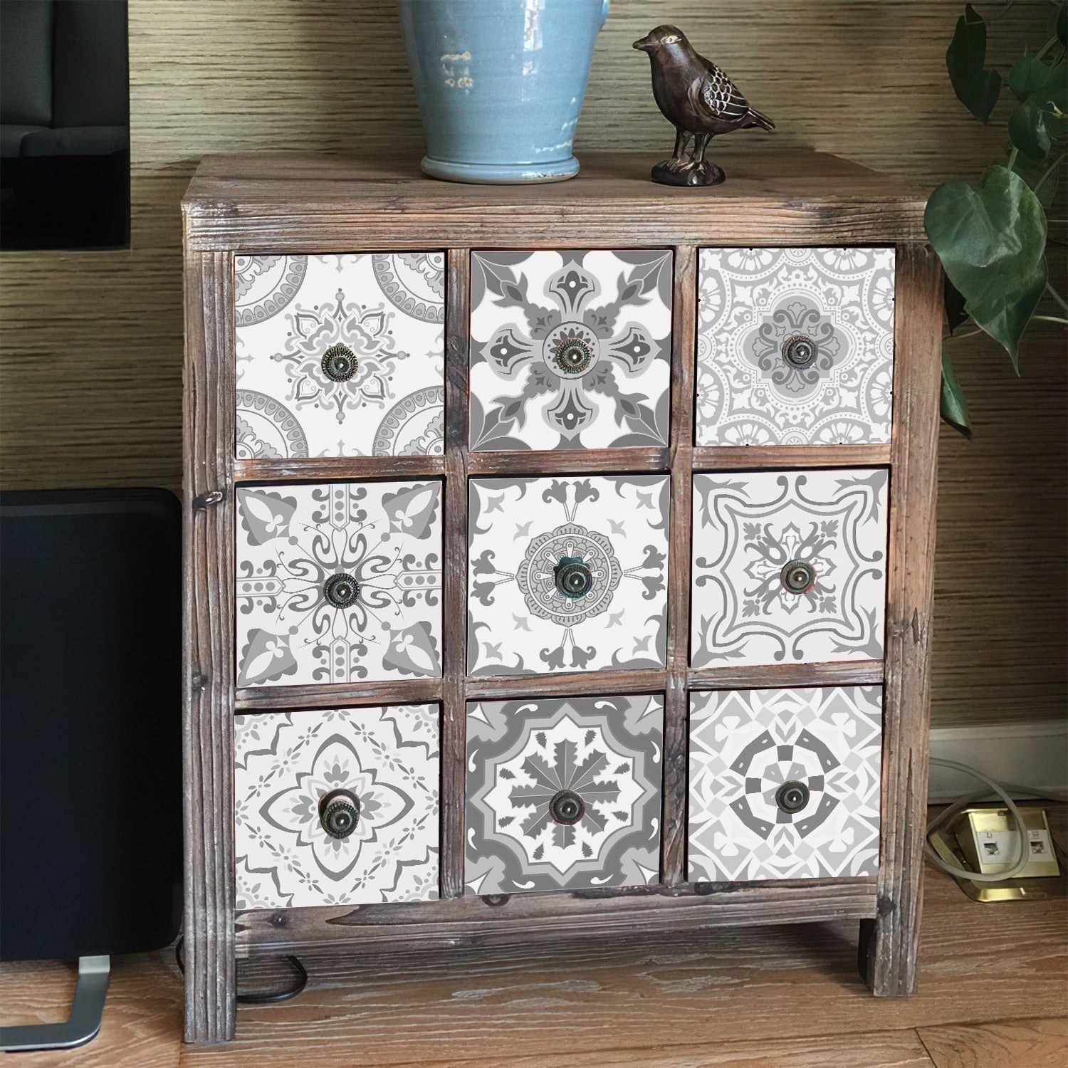 Anyhouz Wallpaper Dark Brown 20cmx20cm 24 Pcs Modern Retro Style PVC Tile Stickers Waterproof Self Adhesive Wall Home Decor-Wallpaper-PEROZ Accessories
