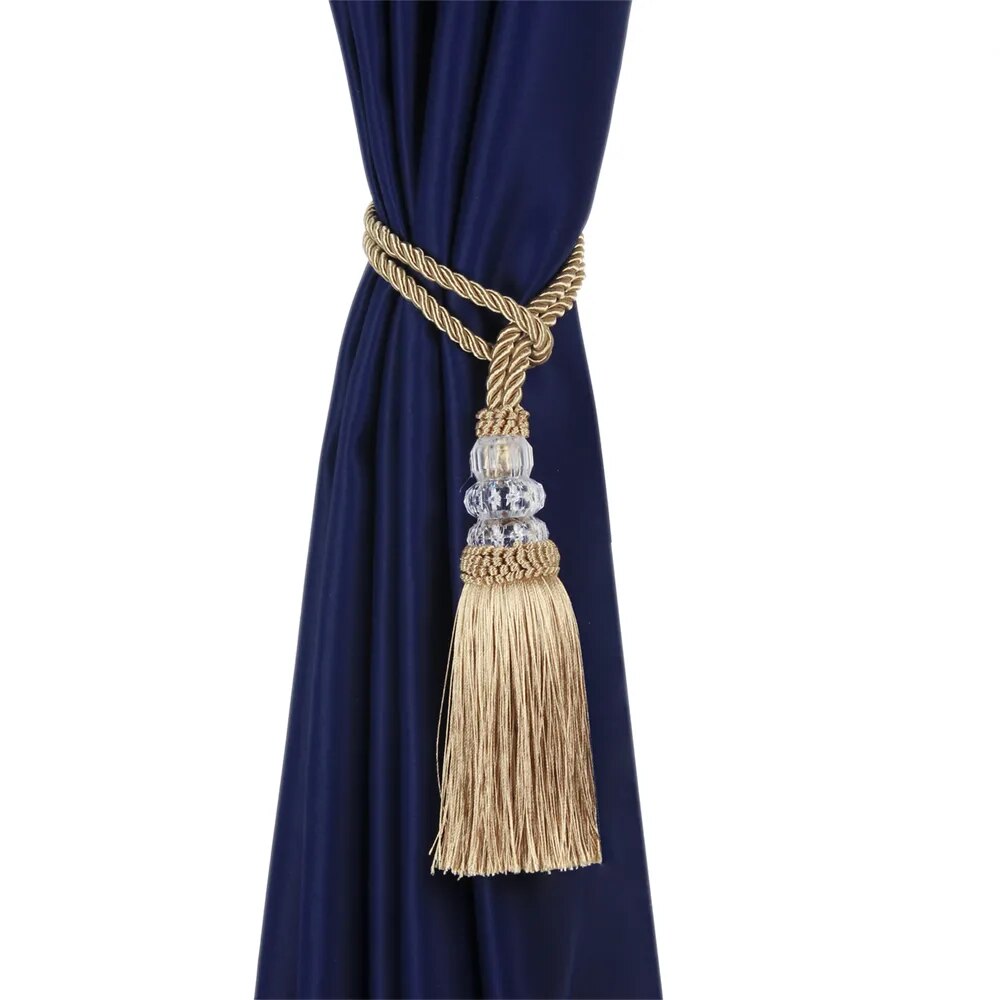 Anyhouz Curtain Tie Gold Tassel Braid Curtain Ropes Holder Tiebacks Room Accessories Hanging Rope Curtains Decoration-Curtain Tie-PEROZ Accessories