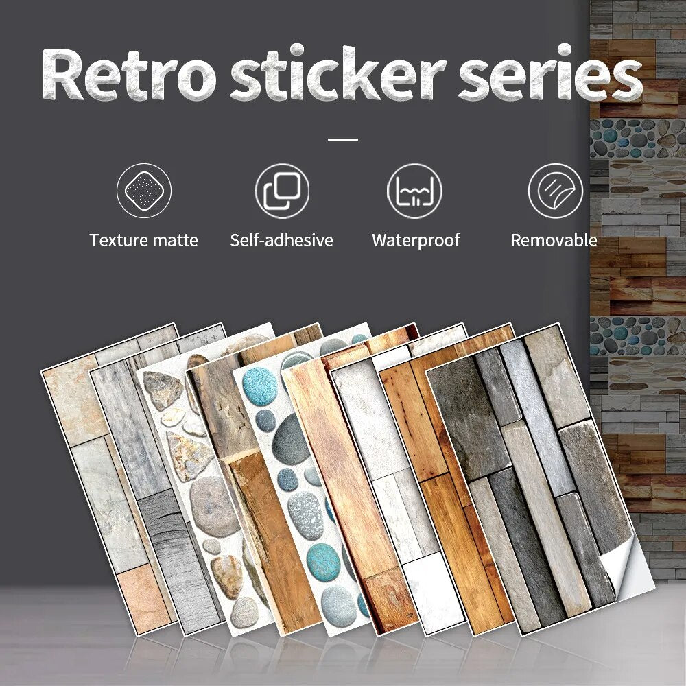 Anyhouz Wallpaper Teal Blue 12 Pcs Waterproof Self Adhesive Removable 3D DIY Modern Marble Tile Wall Sticker Home Decor-Wallpaper-PEROZ Accessories