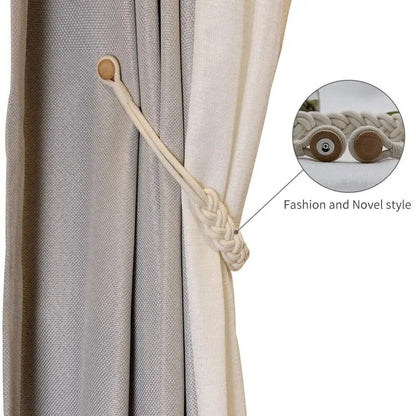 Anyhouz Curtain Tie Yellow Holder Cilp Handwork White Woven Cotton Magnet Curtain Tieback Buckle Accessories-Curtain Tie-PEROZ Accessories