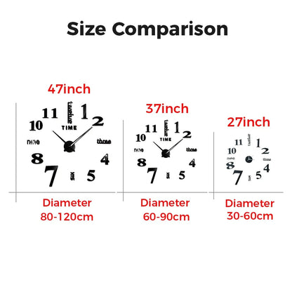 Anyhouz Wall Clock Silver Design 1 37 Inch 3D Diy Mirror Wall Clock Acrylic Sticker Fashion Quartz Clocks Watch Home Decoration-Wall Clocks-PEROZ Accessories