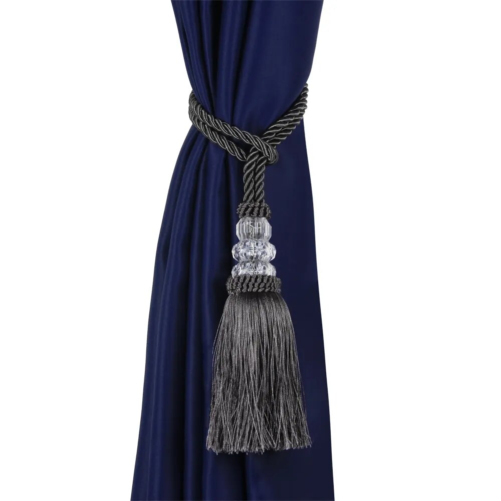 Anyhouz Curtain Tie Charcoal Tassel Braid Curtain Ropes Holder Tiebacks Room Accessories Hanging Rope Curtains Decoration-Curtain Tie-PEROZ Accessories