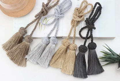 Anyhouz Curtain Tie Beige Tassel Braid Curtain Ropes Holder Tiebacks Room Accessories Hanging Rope Curtains Decoration-Curtain Tie-PEROZ Accessories