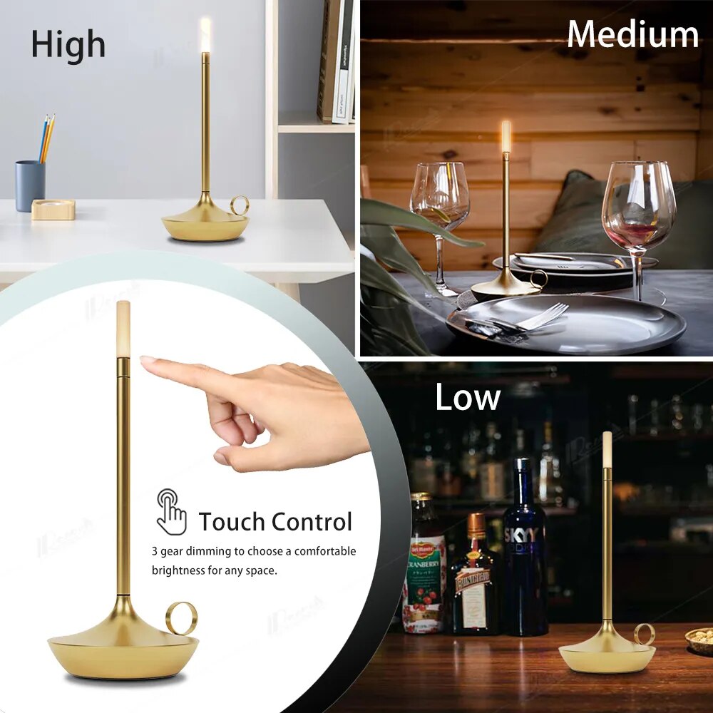 Anyhouz Hotel Lightning Lamp Bronze Led Bar Table lamp USB Rechargeable Office Restaurant Study Reading Desk Light-Table Lamps-PEROZ Accessories