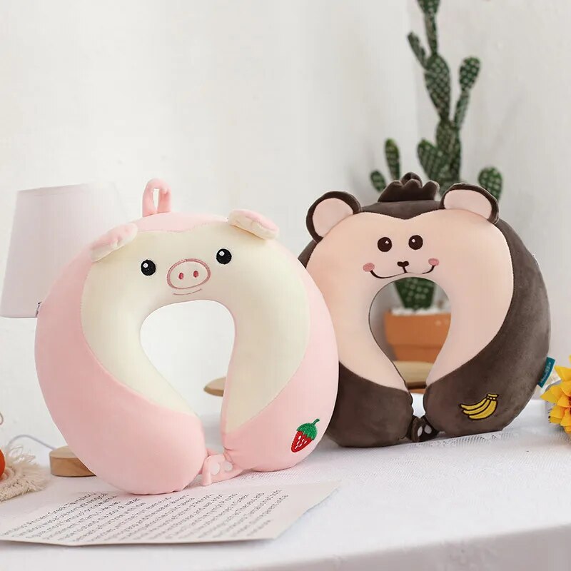 Anypack Neck Pillow Monkey Cartoon Memory Cotton U-shaped Soft Fluffy Comfortable Sleep Headrest-Neck Pillow-PEROZ Accessories
