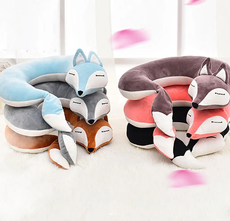 Anypack Neck Pillow Brown Fox Creative Cartoon U-Shaped Cute Comfortable Sleep Headrest-Neck Pillow-PEROZ Accessories