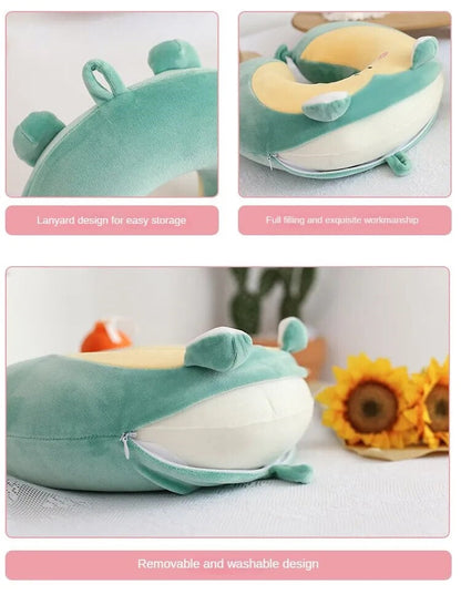 Anypack Neck Pillow Blue Cat Cartoon Memory Cotton U-shaped Soft Fluffy Comfortable Sleep Headrest-Neck Pillow-PEROZ Accessories
