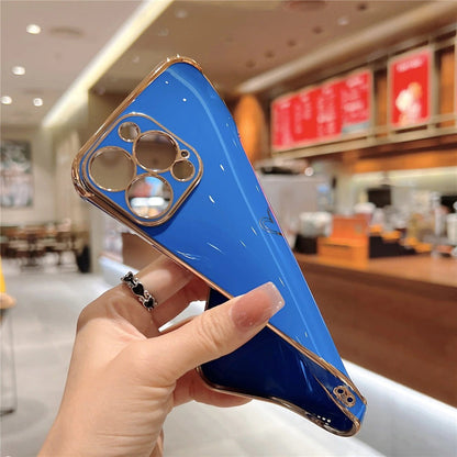 Anymob iPhone Case Dark Blue Love Heart Gold Plating Soft Shockproof Cover iPhone 13 12 11 Pro Max X XS Max XR 12 13 2020 Compatible-Mobile Phone Cases-PEROZ Accessories