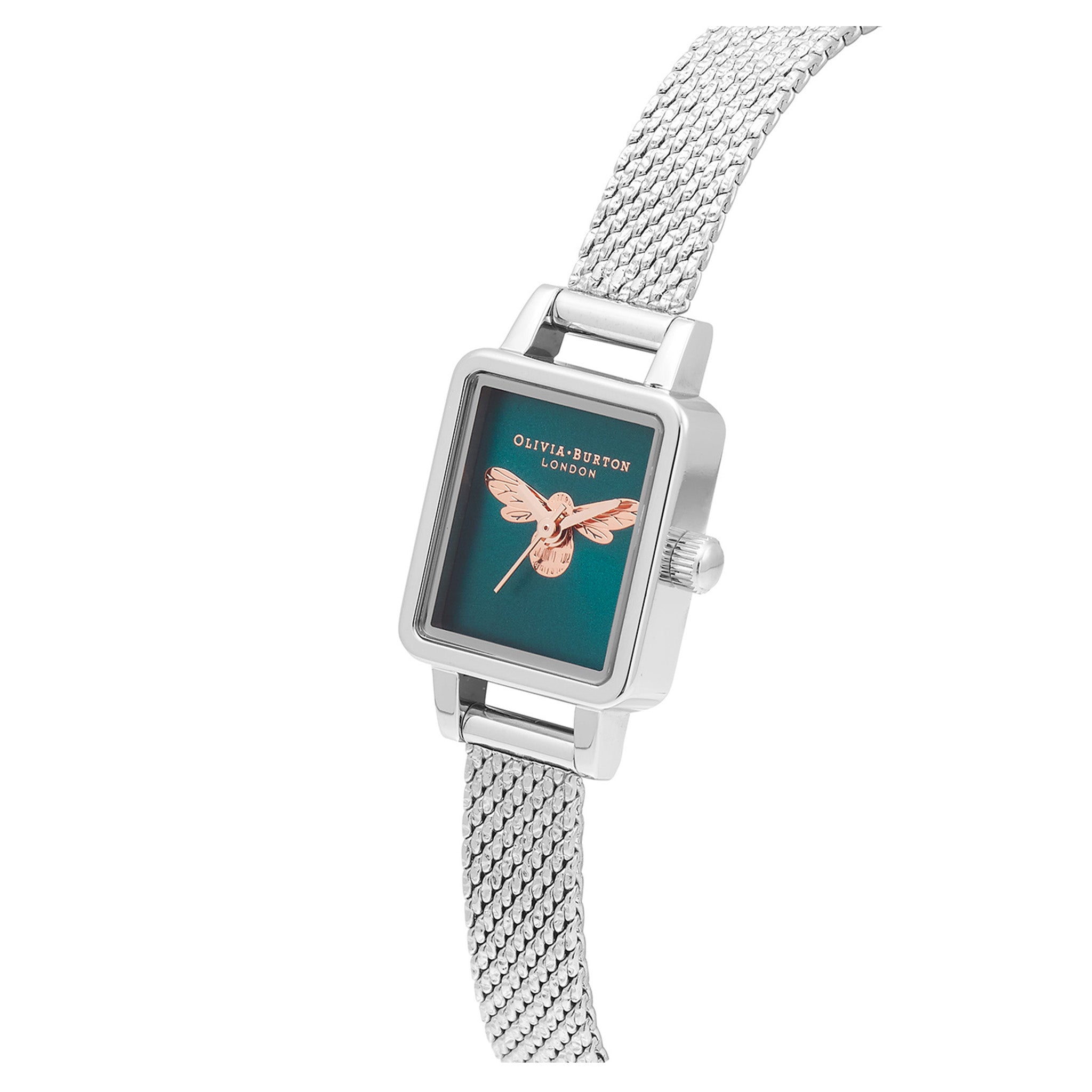 Olivia Burton Stainless Steel Navy Sunray &amp; Bee Dial Ladies Watch - OB16FB27-Quartz Watches-PEROZ Accessories