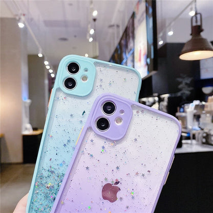 Anymob iPhone Case Purple Luxury Glitter Sequins Camera Protection Silicone For 13 11 12 Pro Max XR XS Max 7 8 Plus SE 2020-Mobile Phone Cases-PEROZ Accessories