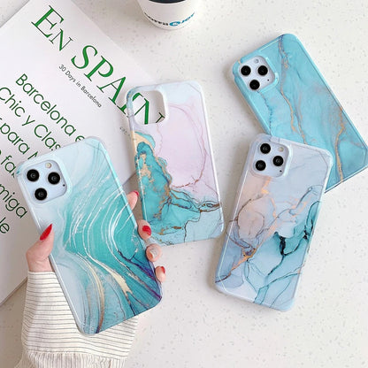 Anymob iPhone Case Baby Blue Marble Painting Pattern Soft Silicone Back Cover- Apple iPhone 11 Pro Max 7 8 Plus XS XR SE 2020-Mobile Phone Cases-PEROZ Accessories