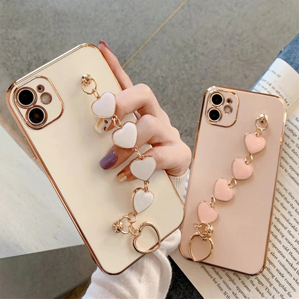 Anymob iPhone Case Black Heart Bracelet Colorful Electroplating Silicone Mobile Cover iPhone 13 11 12 Pro Max X XR XS Max Compatible-Mobile Phone Cases-PEROZ Accessories