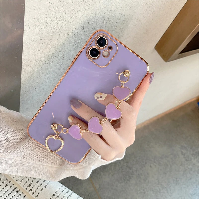 Anymob iPhone Case White Heart Bracelet Colorful Electroplating Silicone Mobile Cover iPhone 13 11 12 Pro Max X XR XS Max Compatible-Mobile Phone Cases-PEROZ Accessories