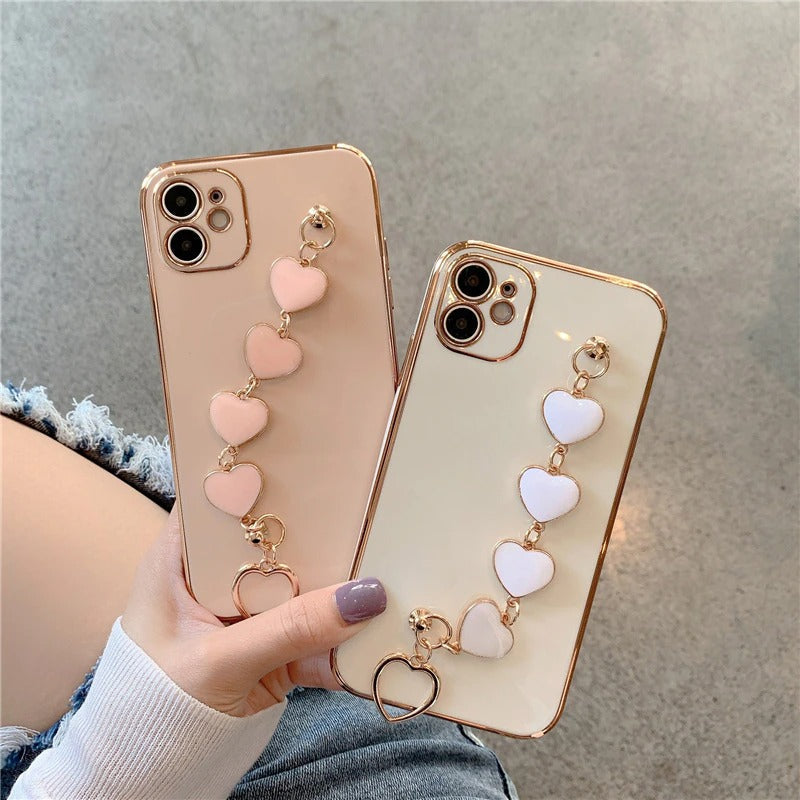 Anymob iPhone Case Green Heart Bracelet Colorful Electroplating Silicone Mobile Cover iPhone 13 11 12 Pro Max X XR XS Max Compatible-Mobile Phone Cases-PEROZ Accessories