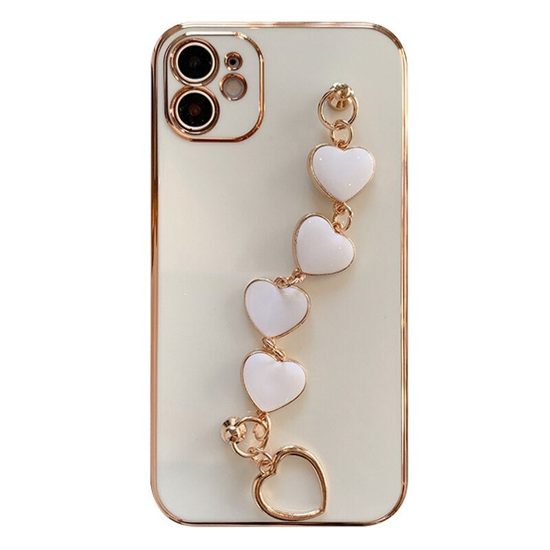 Anymob iPhone Case White Heart Bracelet Colorful Electroplating Silicone Mobile Cover iPhone 13 11 12 Pro Max X XR XS Max Compatible-Mobile Phone Cases-PEROZ Accessories