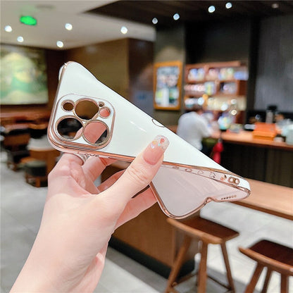 Anymob iPhone Case Luxury White Color Electroplated Love Heart with Silicon Bumper Shockproof Back Cover for iPhone Compatible-Mobile Phone Cases-PEROZ Accessories