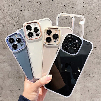 Anymob iPhone Case Dirty White Ridge Transparent Back Cover Gray Metal Camera Protection Shockproof Armor Case iPhone13 12 11 Pro Max Compatible-Mobile Phone Cases-PEROZ Accessories