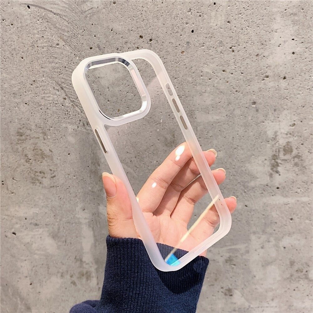 Anymob iPhone Case Dirty White Ridge Transparent Back Cover Gray Metal Camera Protection Shockproof Armor Case iPhone13 12 11 Pro Max Compatible-Mobile Phone Cases-PEROZ Accessories