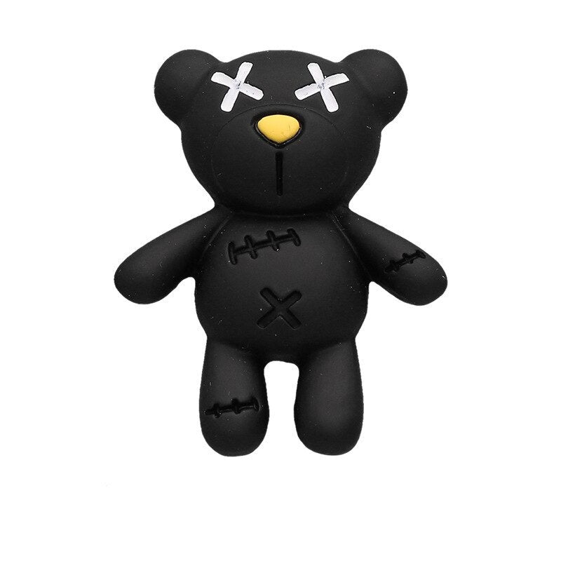 Anykidz Black Teddy Bear Shoe Charm Accessories Jeans Clogs Pendant Pin Designer Ornament Jibbitz for Crocs-Shoe Charms-PEROZ Accessories