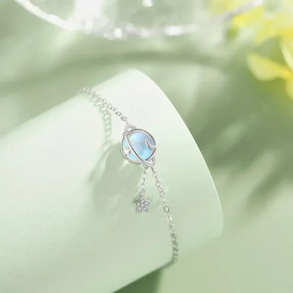 Anyco Bracelet Sterling Silver Rotating Planet Star Bracelet 5A Cubic Zirconia Link Chain Tennis Bracelets-Bracelets-PEROZ Accessories