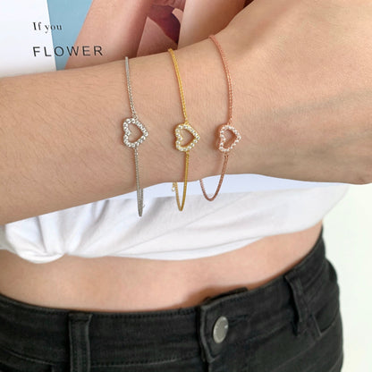 Anyco Bracelet Friendship Bracelets Link Chain Adjustable Heart Pendant Necklace Bangle Jewelry 925 Sterling Silver-Bracelets-PEROZ Accessories