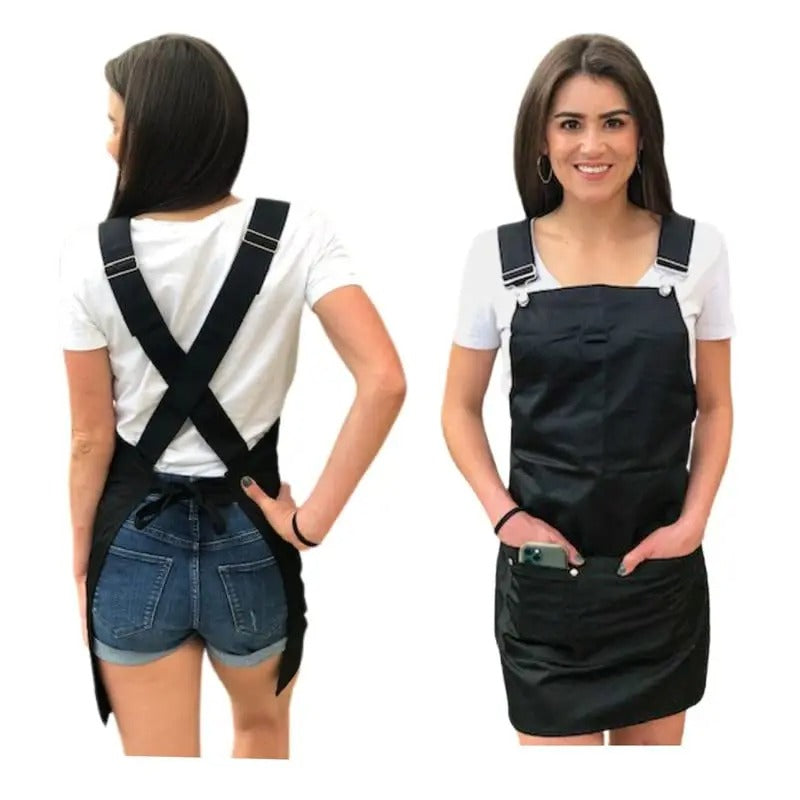 Anyhouz Work Apron Black Collection Cross-back with Large Pockets Adjustable Straps for Women Men Stylist Florist-Aprons-PEROZ Accessories