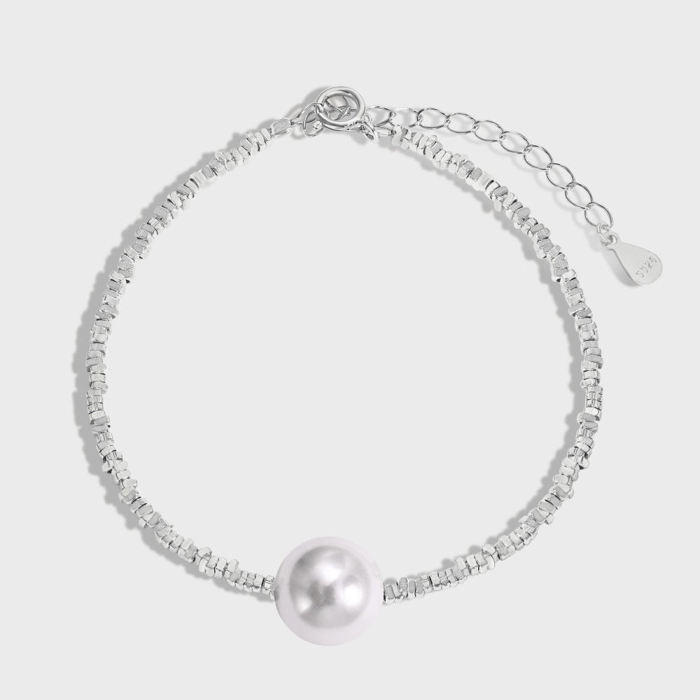 Anyco Bracelet Hypoallergenic S925 Sterling Silver bracelet Rhodium Plated Beaded Shell Pearl Pendant Bracelets for Women-Bracelets-PEROZ Accessories
