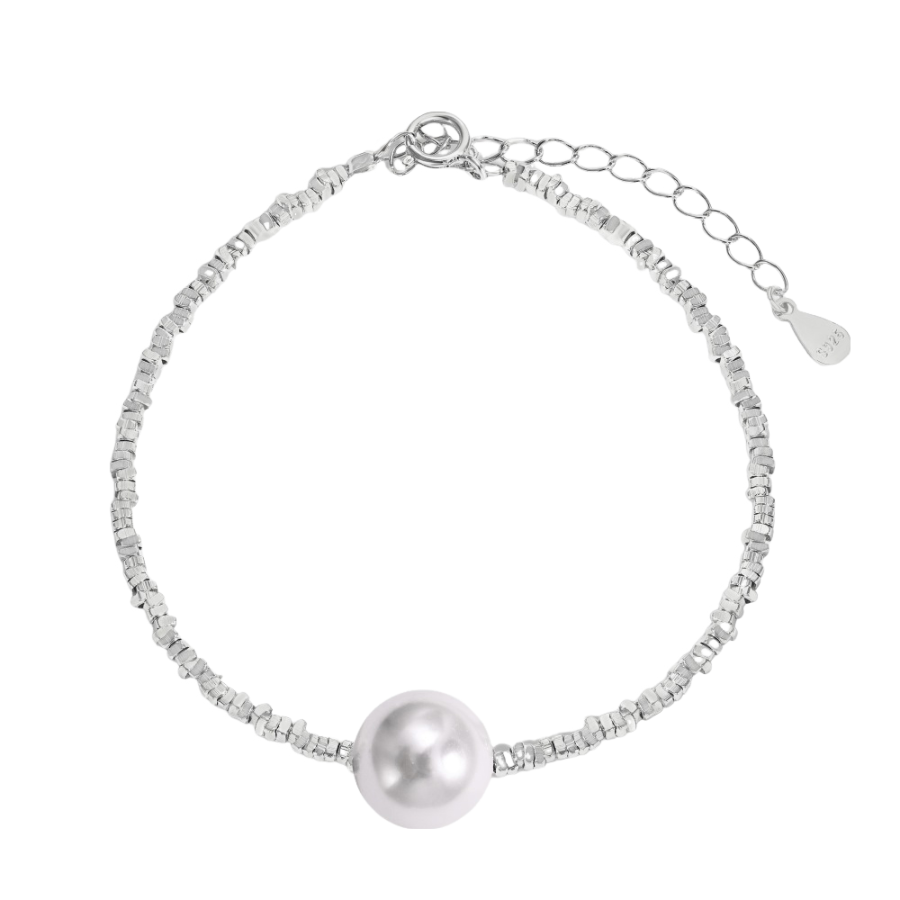 Anyco Bracelet Hypoallergenic S925 Sterling Silver bracelet Rhodium Plated Beaded Shell Pearl Pendant Bracelets for Women-Bracelets-PEROZ Accessories