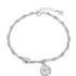 Anyco Bracelet Sterling Silver Rhodium Plated Bamboo Joint Chain Bead Circle Pendant Bracelets Women-Bracelets-PEROZ Accessories