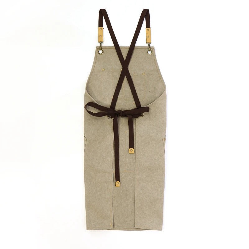 Anyhouz Work Apron 16 oz Grey Washed Thickening Canvas Tailor Workwear for Bartender Hairdresser Floral Barber Barista Apron-Aprons-PEROZ Accessories