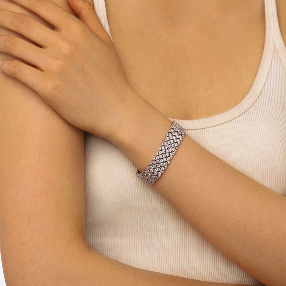 Anyco Bracelet Vintage Style 925 Sterling Silver Bracelet Cubic Zirconia Jewelry Bangles for Women-Bracelets-PEROZ Accessories