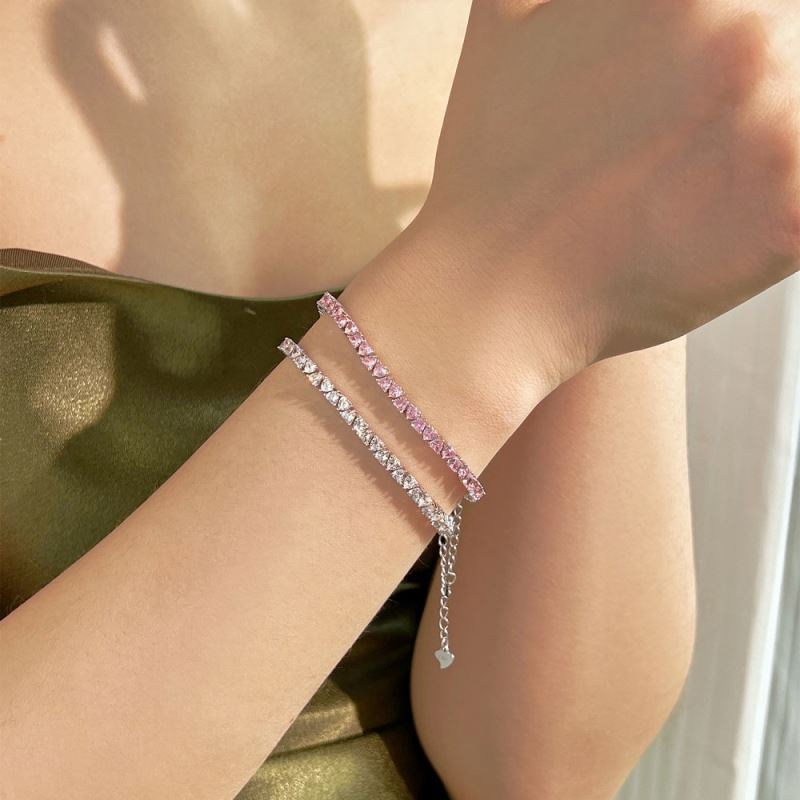 Anyco Bracelet 925 Sterling Silver Hypoallergenic White Rhodium Plated Diamond Heart Shape 5A Zirconia Jewelry Bangles-Bracelets-PEROZ Accessories