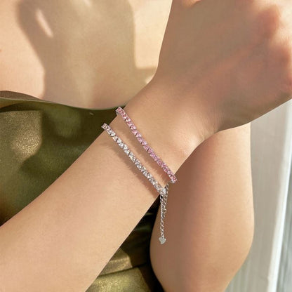 Anyco Bracelet 925 Sterling Silver Hypoallergenic White Rhodium Plated Diamond Heart Shape 5A Zirconia Jewelry Bangles-Bracelets-PEROZ Accessories