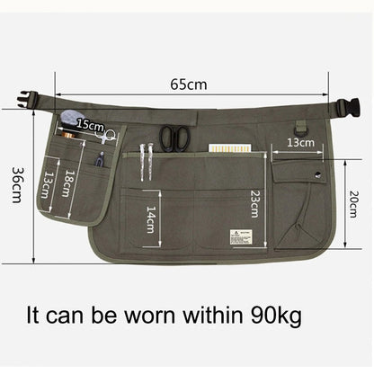 Anyhouz Gardening Apron White Half Waist Canvas Multi Pocket Adjustable Industrial Tools Overalls For Men and Women-Aprons-PEROZ Accessories