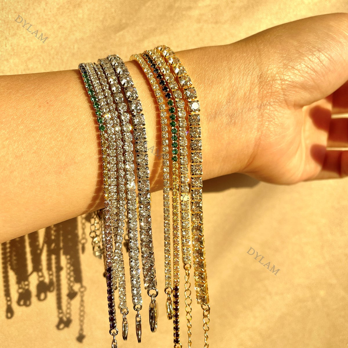 Anyco Bracelet Cubic Zircon Iced Out Bling Full Stones 925S Sterling Silver Women CZ Tennis Gold Bracelets-Bracelets-PEROZ Accessories