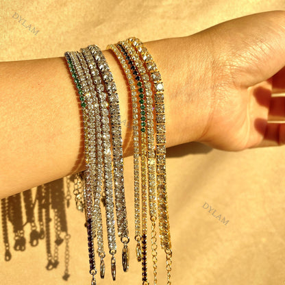 Anyco Bracelet Cubic Zircon Iced Out Bling Full Stones 925S Sterling Silver Women CZ Tennis Gold Bracelets-Bracelets-PEROZ Accessories